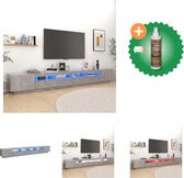 vidaXL Tv-meubel met LED-verlichting 300x35x40 cm betongrijs - Kast - Inclusief Houtreiniger en verfrisser