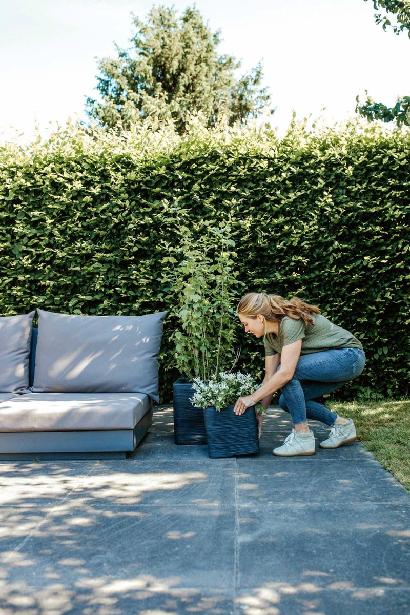 Capi Europe Pot de fleurs carré Rib NL - 40x40 - Ivoire