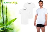 Bamboo - T Shirt Heren - Ronde Hals - 2 Stuks - Wit - XXL - Bamboe - Ondershirt Heren - Extra Lang - Anti Zweet T-shirt Heren