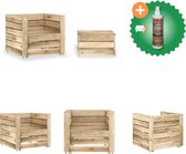 vidaXL 2 delige Loungeset pallet geïmpregneerd grenenhout Tuinbank Inclusief Houtreiniger en verfrisser