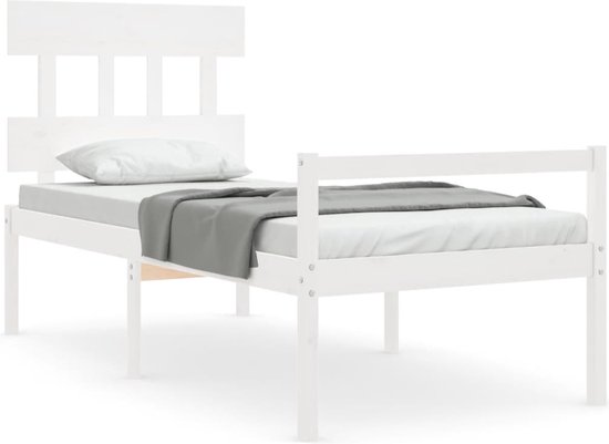 vidaXL-Bedframe-met-hoofdbord-massief-hout-wit-100x200-cm