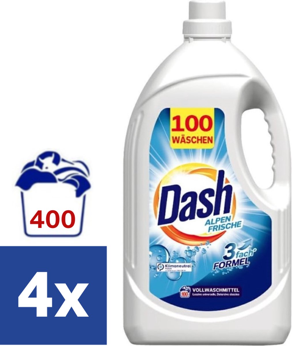 Dash Alpenfris Vloeibaar Wasmiddel (Voordeelverpakking) - 4 x 5 l (400 wasbeurten)