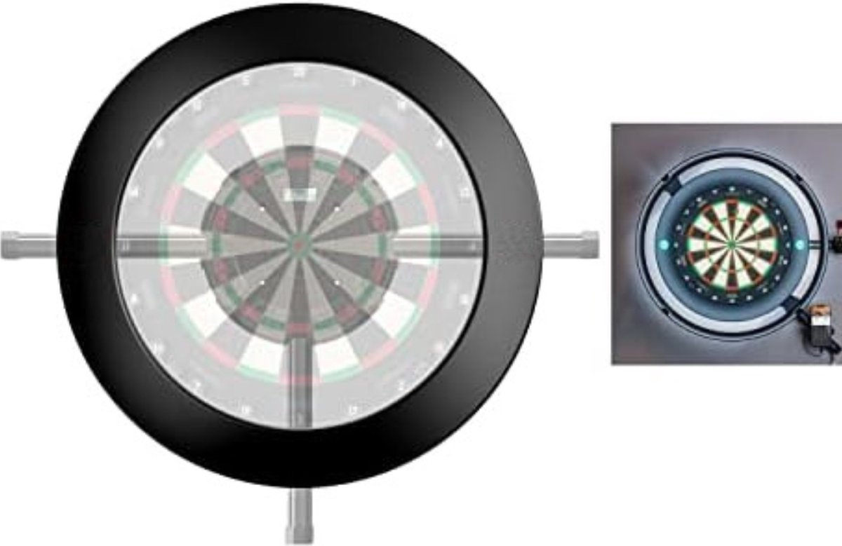 Dartbord surround ring - Dartbord verlichting led surround - Dartbord verlichting voordeelpakket - 1,5kg - Zwart