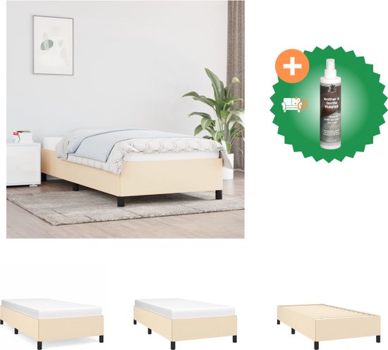 vidaXL Bedframe stof crèmekleurig 90x190 cm - Bed - Inclusief Reiniger