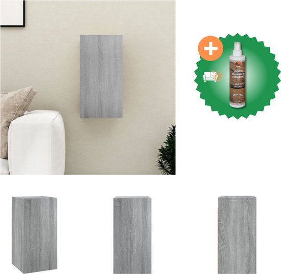 vidaXL Tv-meubel 30-5x30x60 cm bewerkt hout grijs sonoma eikenkleurig - Kast - Inclusief Houtreiniger en verfrisser