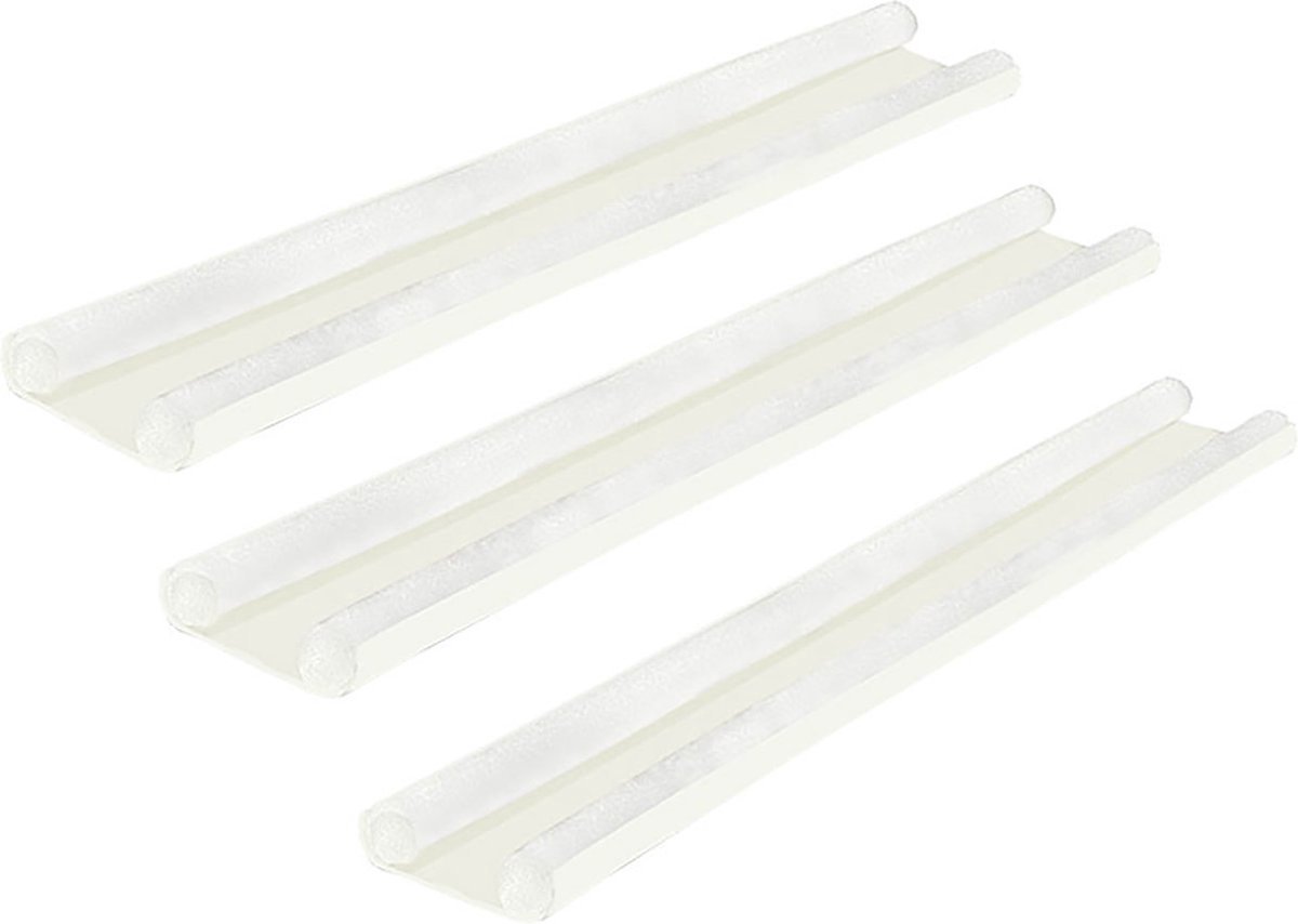 Set van 3 Zwarte Tochtstrips van 93 cm voor een Tochtvrije Woning - Tochtstrip Deur - Universele Tochtstrip - Op maat te knippen- Wit