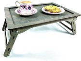 Bedlade met inklapbare poten Ontbijttafel Laptoptafel Serveertafel Lichtgewicht Grafiet Natuurlijk en Milieuvriendelijk 44,5 W x 32 L x 29 H