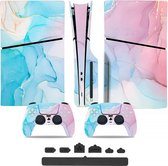 Skin adapté aux manettes Playstation 5 Slim et PS5 Slim DualSense - Bouchons anti-poussière adaptés à Playstation 5 Slim Disc Edition - Glorious Marble Pink