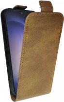 Rosso Element Verticale Flip Case Geschikt voor Samsung Galaxy S24 Plus | Portemonnee Book Case | Hoesje met Pasjeshouder | Magneetsluiting | Twee Pasjes | Bruin