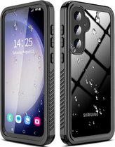 SBG Waterdicht Transparant Hoesje geschikt voor Samsung Galaxy S24 | Shockproof | Onderwater tot twee meter | Antislip greep | IP68-gecertificeerd | Doorzichtig / Zwart
