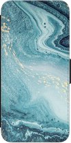 Leuke Telefoonhoesjes - Hoesje geschikt voor Samsung Galaxy A54 - Marmer blauw - Wallet Case met pasjeshouder - Marmer - Blauw