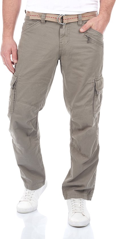 TIMEZONE Heren Cargo Broek Broeken BenitoTZ comfort/relaxed Fit Grijs 32W / 36L Volwassenen Herenbroek Riem