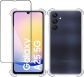 Hoesje + Screenprotector geschikt voor Samsung Galaxy A25 – Full Screen Tempered Glass - Extreme Shock Case Transparant
