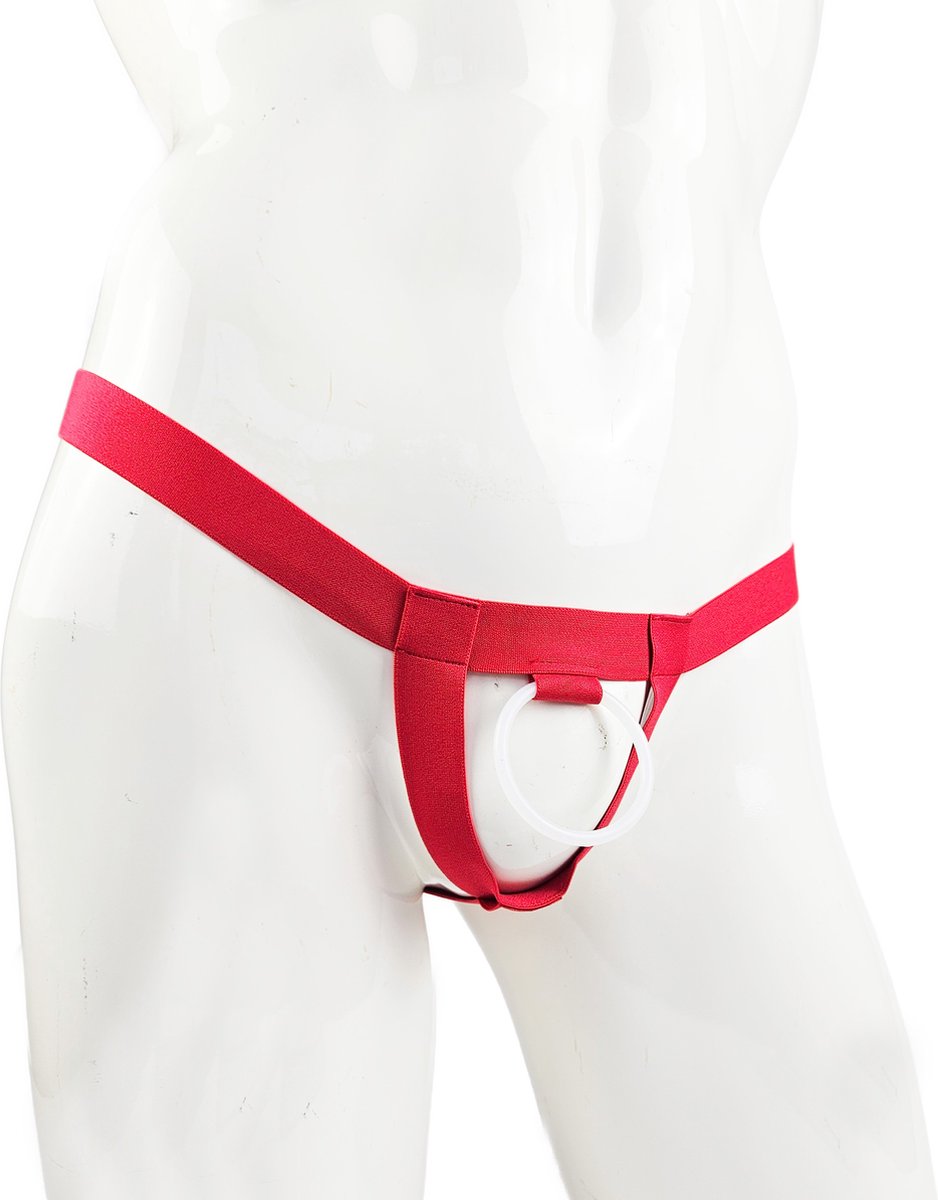 Goedkoopste BamBella ® - Sexy Erotische bondage Lingerie Maat L/XL onesize Heren cock ring onderbroek Rood mannen
