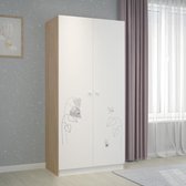 POLINI KIDS AMIS ZEN NINA 2-deurs kledingkast met hangruimte - Wit en naturel - Hoogte 190 cm