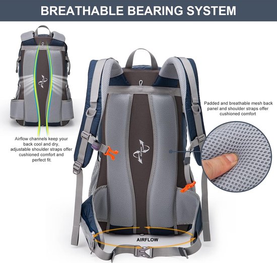 Mountaintop Wandelrugzak voor dames en heren, 25 l/30 liter, voor dagwandelingen, outdoor, fietstochten, 25 l, donkerblauw, 25L
