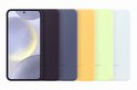 Verschillende gekleurde Samsung smartphone cases: zwart, donkerblauw, geel, lichtgroen en wit.