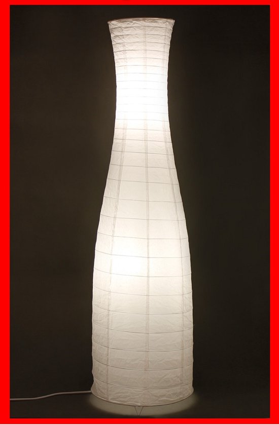 Trango Design Rijstpapier Vloerlamp 1231L *SWEDEN* Rijstpapier Lamp *HANDGEMAAKT* Vloerlamp met witte lampenkap incl. 2x E14 LED lamp - Vorm: Rond - Hoogte: 125cm Woonkamer Lamp - Vloerlamp