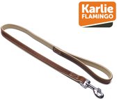 KARLIE FLAMINGO Comfort Hondenriem / Hondenlijn - Echt Leder - Bruin - L/XL - Breedte: 22 mm - Lengte: 100 cm