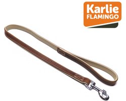 KARLIE FLAMINGO Comfort Hondenriem / Hondenlijn - Echt Leder - Bruin - L/XL - Breedte: 22 mm - Lengte: 100 cm