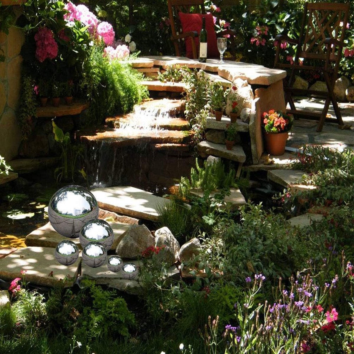 Lot De 6 Boules Miroir Jardin Inox Poli – 50 à 150 Mm, Sphères Réfléchissantes Décoratives Pour Étang, Pelouse, Patio
