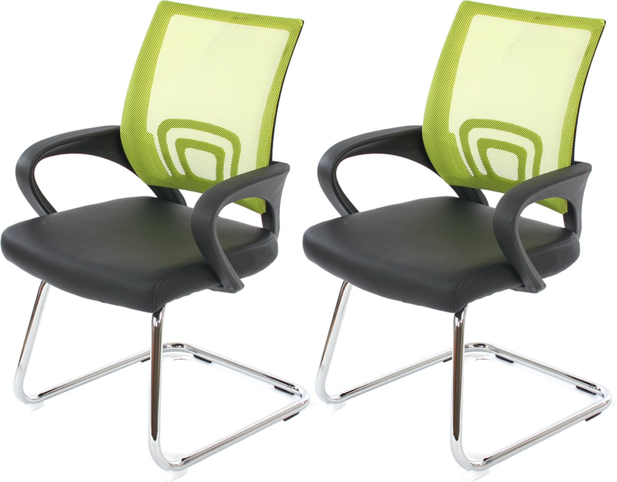 Cosmo Casa Set van 2 Conferentiestoelen - Bezoekersstoelen - Kunstleer - Groen
