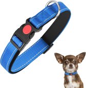 Nobleza hondenhalsband - kleine halsband - XS hondenhalsband reflecterend - Blauw