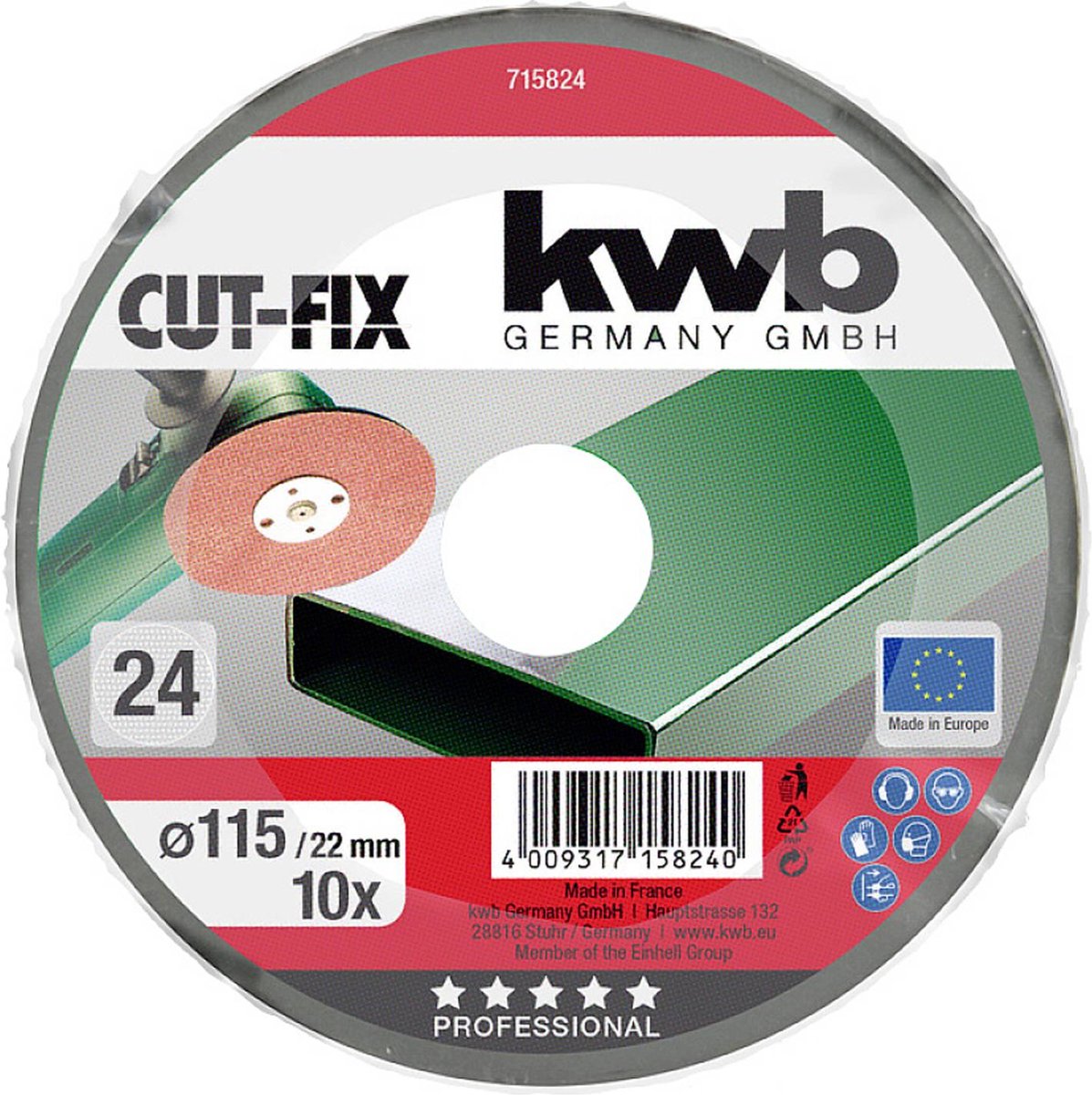 kwb 715824 Schuurpapier voor schotelschuurapparaat Korrelgrootte (num) 24 (Ø) 115 mm 10 stuk(s)