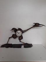 Klok grand oiseau couleur noir/bronze horloge grande et lourde 3200gr métal oiseau qui marche 45 x 60 x 17 cm