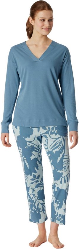 Schiesser Pyjama lange broek - 808 Blue - maat 40 (40) - Dames Volwassenen - Katoen/Modal- 181246-808-40