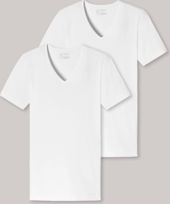 Schiesser 95/5 T-shirt V-hals - 2 Pack 100 White - maat 4XL (4XL) - Heren Volwassenen - Katoen/elastaan- 173982-100-4XL