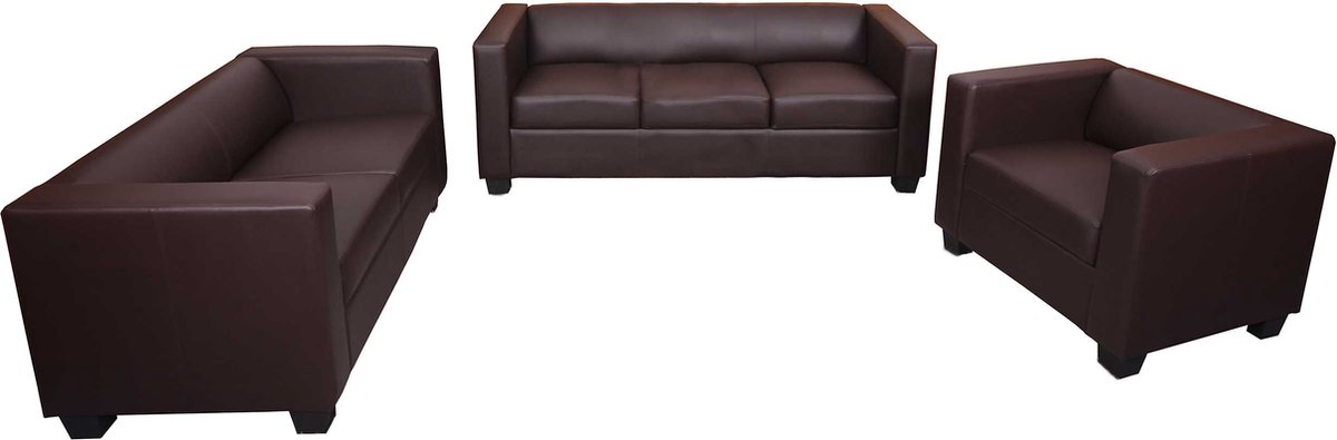 Cosmo Casa 3-2-1 Bankstel - Zitgroep - Lounge Sofa - Kunstleer - Koffie
