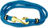 Silventi 980170325 - Stalen Wikkelarmband - Koord - Blauw - 2mm - 40 cm - Sluiting Haak - Goud