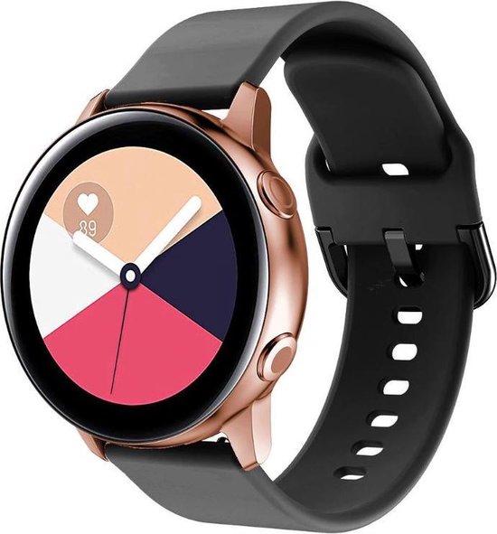 DrPhone Smartwatch 20mm Siliconen Band - Horlogeband – Metalen gesp – Zwart  - Geschikt | bol.com