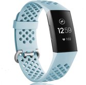 Fitbit Charge 3 siliconen bandje met gaatjes - mint - Maat S