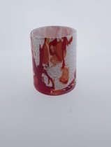 Design vaas Cilinder - Fidrio ROSSO - glas, mondgeblazen bloemenvaas - hoogte 13 cm