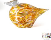 Design beeldje duck - Fidrio mustard - glas, mondgeblazen - hoogte 28 cm