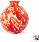 Design Bolvase with neck - Fidrio ROSSO - glas, mondgeblazen - diameter 19 cm