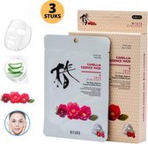 MITOMO Camellia Gezichtsmasker - Face Mask Beauty - Valentijn Cadeautje voor Haar - Masker Gezichtsverzorging - Skincare Rituals - Huidverzorging Vrouwen - 3 Stuks