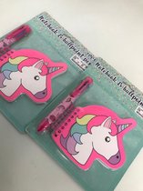 Notitieboek met balpen unicorn set van 2