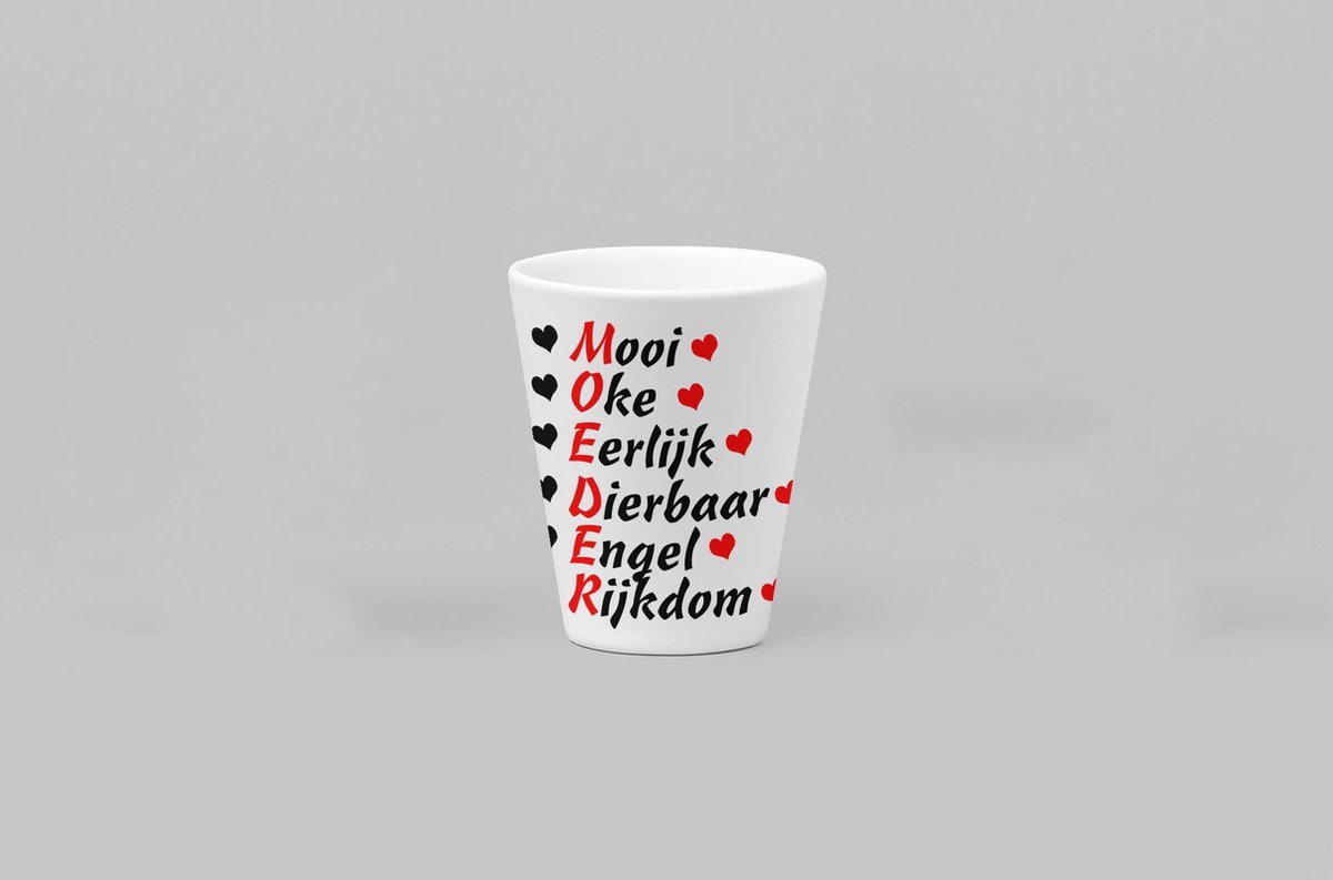 Passie voor Stickers Witte koffie mok / beker / Latte: Moeder: Mooi, Oke, Eerlijk, Dierbaar, Engel, Rijkdom