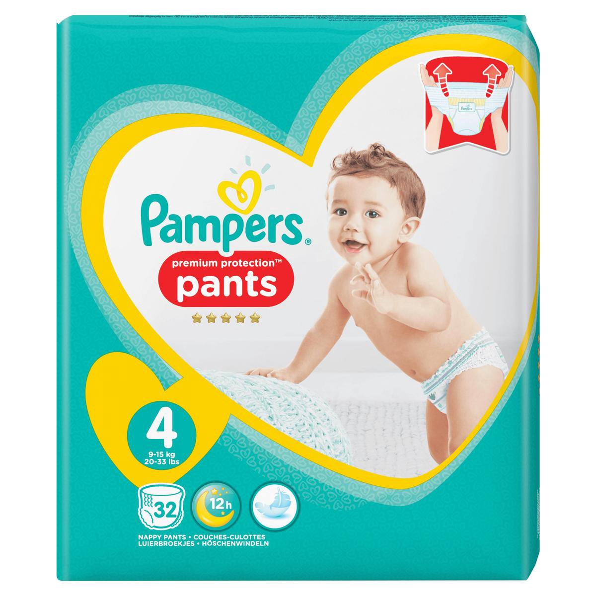 Pampers Baby Nappy Pants - Pantalon de protection premium - Taille 4 - 8 à  14kg - 32