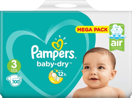 Pampers Active Baby-Dry Baby-Dry 3, 100 Luiers, Ademende Huid bol.com