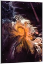 Dibond –Oranje-Paarse Vlek in Heelal – 100x150cm Foto op Aluminium (Met Ophangsysteem)