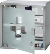 Medicijnkastje - RVS - Slot - 2 Sleutels - Transparante deur - 30 x 30 x 12 cm