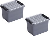 6x stuks sunware Q-Line opbergboxen/opbergdozen 3 liter 20 x 15 x 14 cm kunststof - Praktische opslagboxen - Opbergbakken