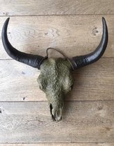 Buffelschedel skull bedrukt - Skull - Dierenschedel - Groen - 40 cm