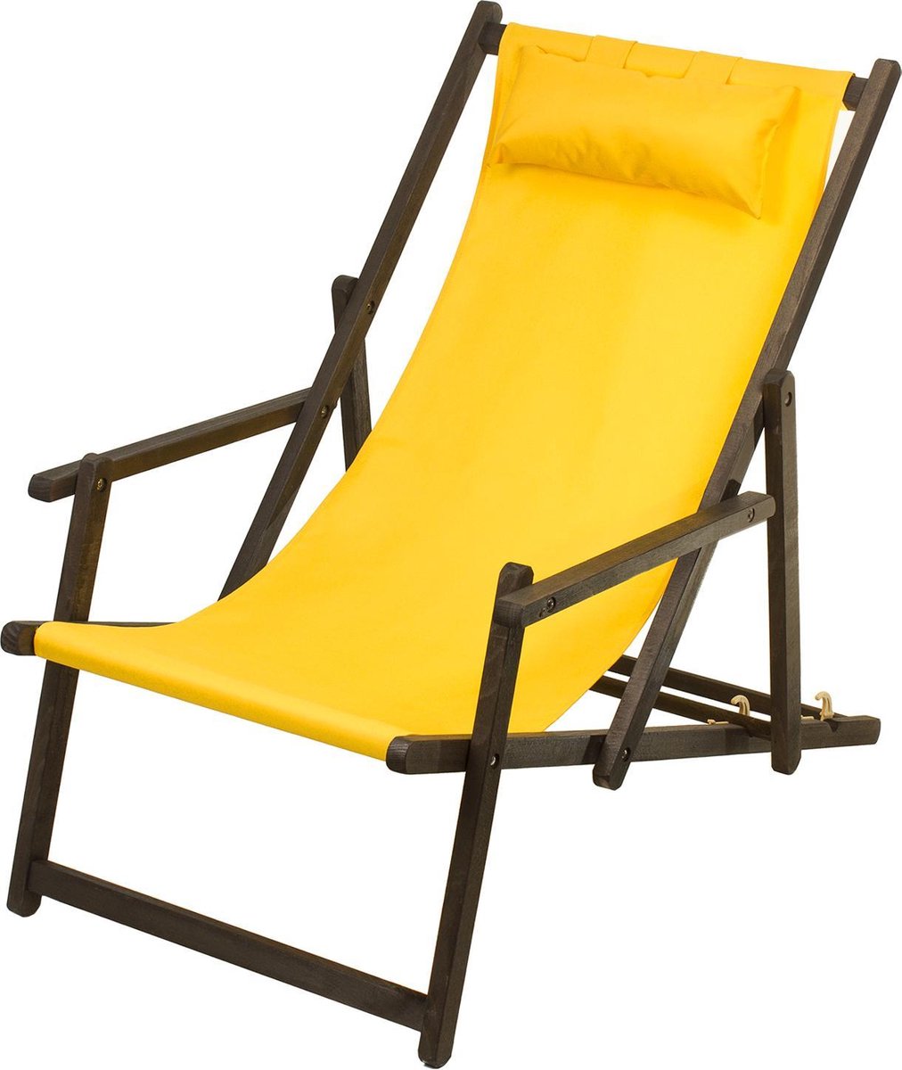 Ligstoel met armleuning en kussen GreenBlue Premium GB283 goud
