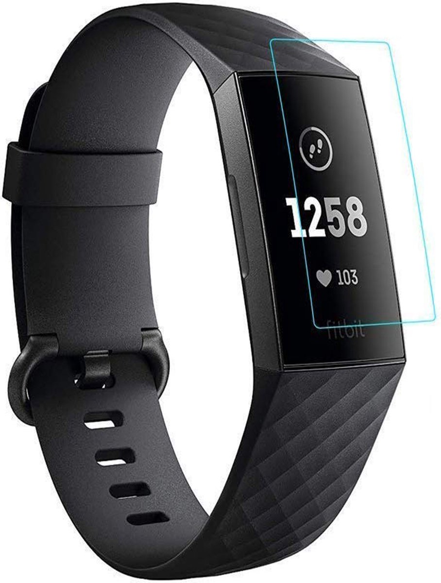 Screenprotector geschikt voor Fitbit Charge 4 - Glas PET Folie Screen Protector