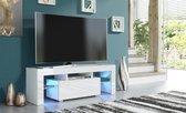 Pro-meubels - Tv meubel - Westland - Hooglans wit - 130cm - LED verlichting